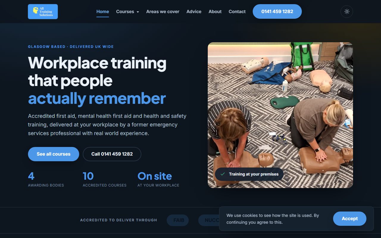The All Training Solutions website